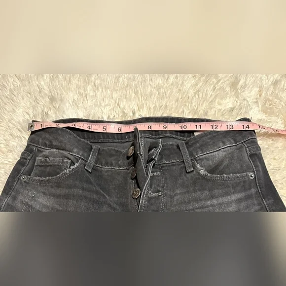 OLD NAVY Vintage Black Distressed Highrise Straight Denlm Jeans Sz.6X26 1/2** - Picture 2 of 8